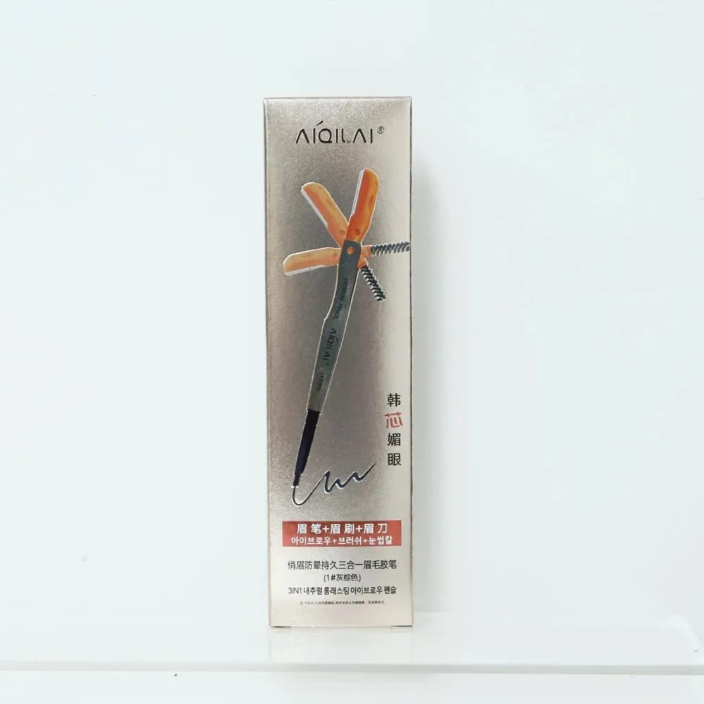 3 In 1 Eyebrow Pencil Brush And Razor Comfortable Use Smooth Application Compact Design For Daily Grooming Needs - Black