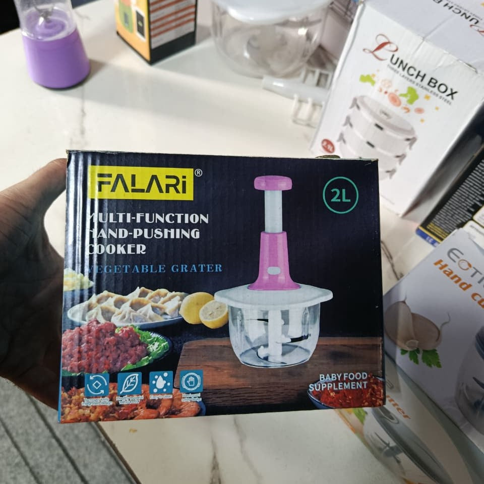 Falari Multi-Function Hand-Pushing Cooker – 2L Manual Food Chopper & Grater