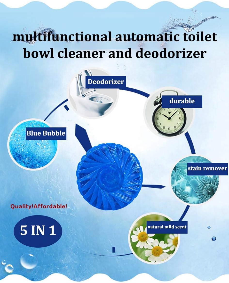 Eco-Friendly Toilet Bowl Cleaner & Deodorizer Tablets (10pcs) – Automatic Tank Flush Blue Cleaning Tablets for Fresh & Hygienic Toilets