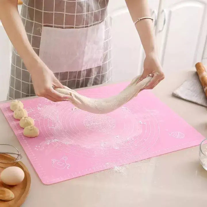 Silicone Baking Roti Mat With Measurements – Heat Resistant Non-Stick Flour Rolling & Kneading Dough Pad | Size 50x40 (Random Color)
