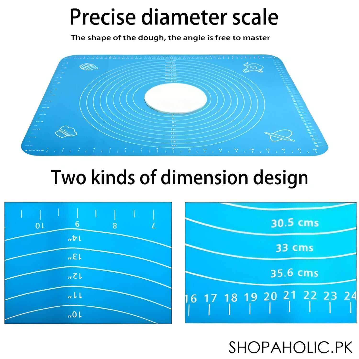 Silicone Baking Roti Mat With Measurements – Heat Resistant Non-Stick Flour Rolling & Kneading Dough Pad | Size 50x40 (Random Color)